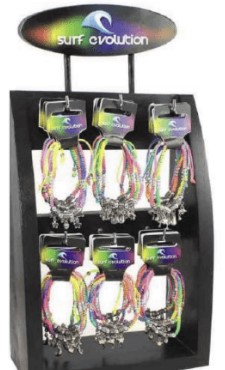 Armbandjes display 96 stuks neon kleurig met bedeltjes