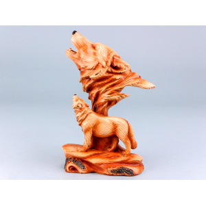 Hout effect Wolf en Kop 19cm P.6