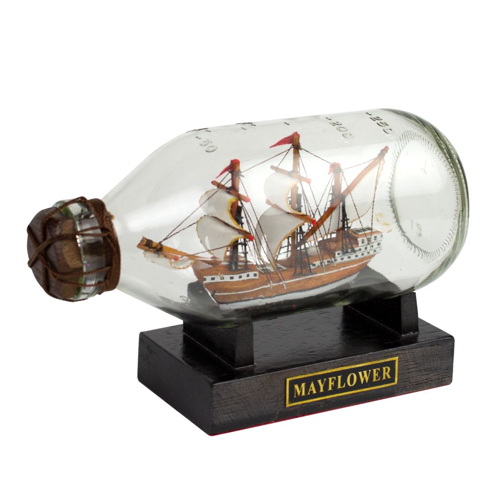 Flessenschip Mayflower 14cm