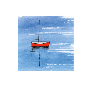 Ansichtkaart All at Sea Card Red Boat