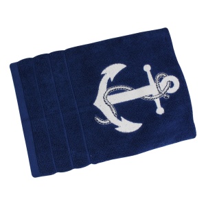 Handdoek marine blauw met anker