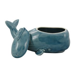 Walvis opbergpot, gelakt aardewerk