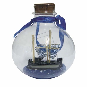 Kerstbal vissersboot met lint p.3
