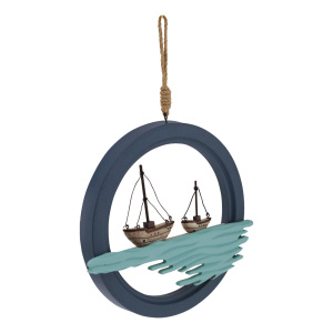 Hanging decor blauwe ring zeilbootjes