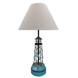 Lamp Boei hout/metaal, H:53cm