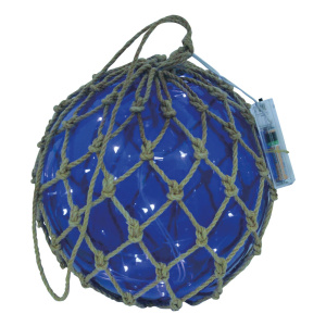 Glasbal in net blauw Ø: 20cm met led