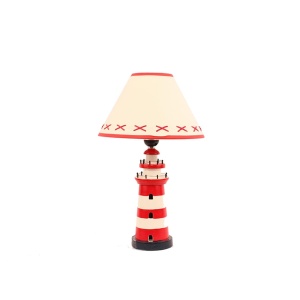 Lamp vuurtoren H:40 cm rood/wit