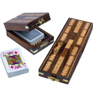 Houten kist met spel cribbage