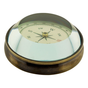 Kompas, antiek messing, Ø:8x H:2,8cm