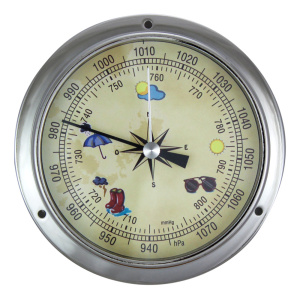 Barometer Ø:11,5/9cm hoogglans nikkel