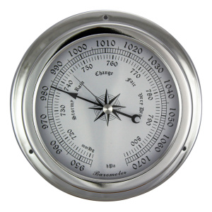 Barometer Ø: 14,5/10cm hoogglans nikkel