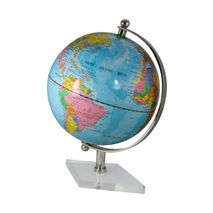 Globe lichtblauw nikkel H:29,5 Ø:20cm