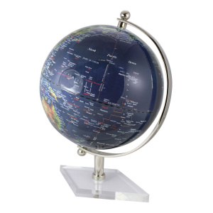 Globe donkerblauw  nikkel H:19 Ø:12,5cm