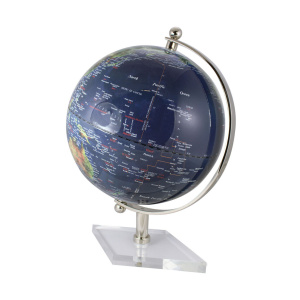 Globe donkerblauw nikkel H:29,5 Ø:20cm