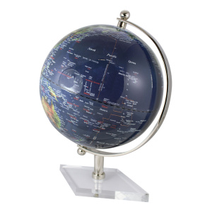 Globe donkerblauw nikkel H:44 Ø:30cm