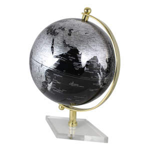 Globe zwart op plexiglasvoet H:44cm