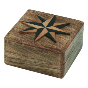 Kompas houten doos mangohout