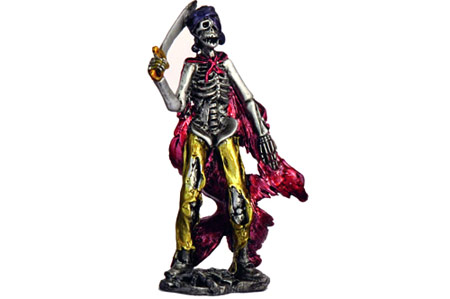 Piraat tin skelet rode cape 10 cm