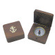 Kompas in houten kistje 6,5x6,5x2,5 cm