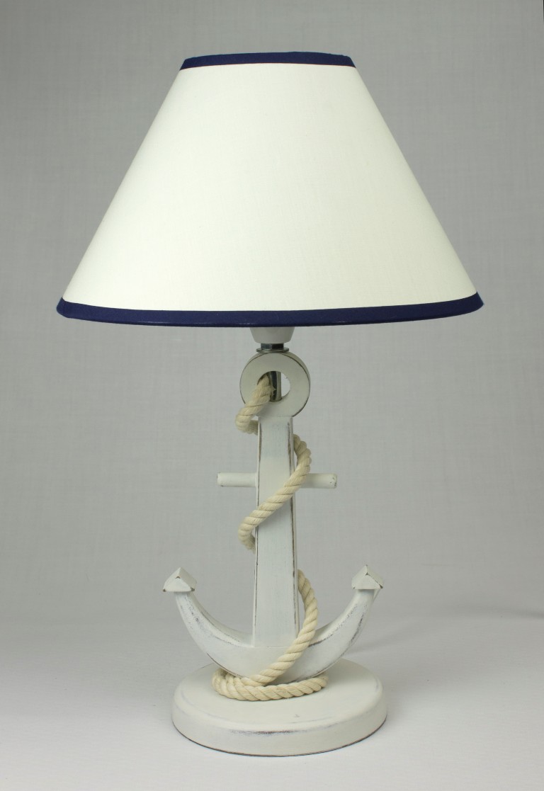 Lamp op wit anker met touw standaard