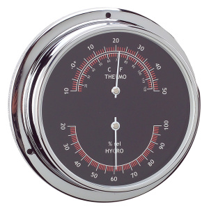 Thermo-hygrometer ø 120 mm chroom zwart